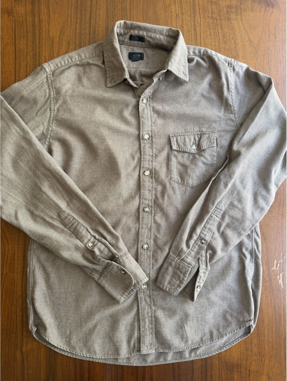 J.Crew Men's Long Sleeve Button-Down Shirt Heathered Brown - Size M